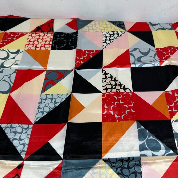 COACH 100% Silk Signature C Logo Pattern Scarf Square Multicolored 35" x 3 - Picture 6 of 6